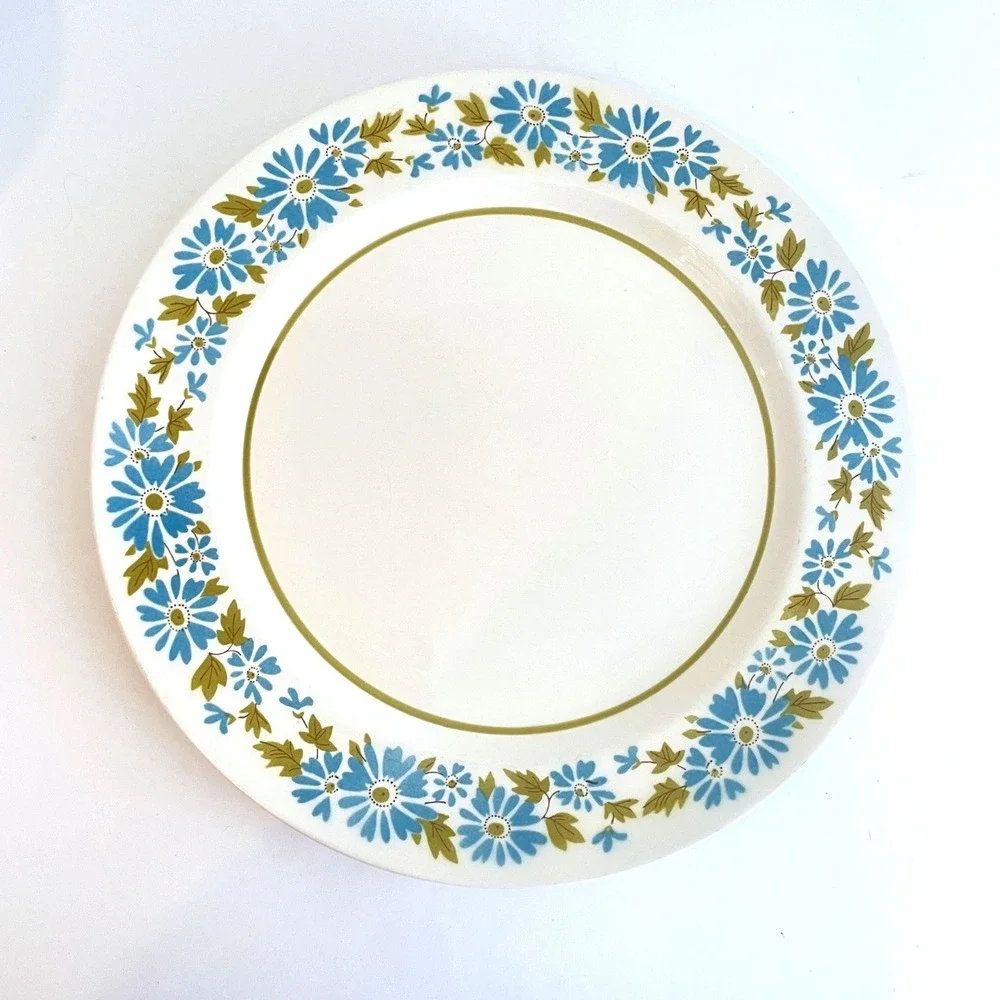Mikasa Mediterrania Misty 4083 Serving Platter Vintage Blue Daisy Flower 12.25in